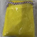 Filet exfoliant africain jaune éponge de douche avec cordon violet dans emballage. - Avec Lanière / Sac OPP / Jaune