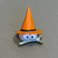 Cute cartoon witch hat hair clip with googly eyes and plush ball, funny Halloween duckbill accessory - Orange Duckbill Clips