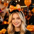 Halloween witch hat headband with cute orange bow and pumpkin decor, perfect party accessory. - 3 (20*14*10cm) 35g