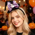 Halloween witch hat headband with cute ghost and purple bow for party festival dress up accessories - 4 (20*14*10cm) 35g