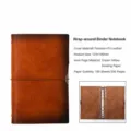 A6 brown PU leather binder notebook diary with 100 sheets of beige woodfree paper. - A6 / Loose-Leaf Iron Buckle / Brown