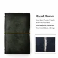 A6 dark green loose-leaf notebook with PU leather cover, rope closure, and 100 sheets of paper. - A6 / Loose-Leaf Iron Buckle / Dark Green