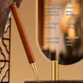 Luxury wooden and brass rollerball signature pen, elegant custom engraved metal gel pen. - Single Unit