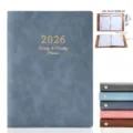 2026 Weekly Monthly Planner Blue Leather Notebook with 140 Pages and Color Variants - Premium Blue / 2026 English Version
