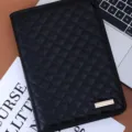 Black quilted PU leather zipper A5 notebook document organizer folder for business office use. - Zipper Loose-Leaf Notebook / A5 / Woven Black