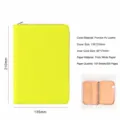 A6 fluorescent green zipper loose-leaf notebook with PU leather cover, 100 sheets capacity. - A6 / Green