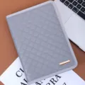 Grey A5 PU leather zipper notebook portfolio with calculator and diamond pattern - Zipper Loose-Leaf Notebook / A5 / Woven Gray