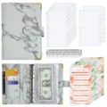 A6 Marble PU Leather Binder Planner Budget Book with Pockets and Budget Sheets. - Deluxe Pack / Gray