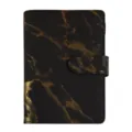 A6 Marmor Muster PU Leder 6-Ring lose Blätter Binder Notizbuch Budget Planer schwarz gold - Nur Hülle / Schwarz