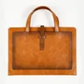 Brown leather document bag, vintage business briefcase with handles and strap, stylish portfolio. - Handheld Double-Pocket Document Bag - Upgraded / Brown