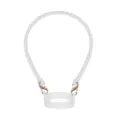 White silicone beaded water bottle strap sling cup hanging rope compatible with Stanley cup. - White
