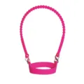 Pink silicone water bottle strap with beaded chain and metal clips for outdoor daily use. - Rose Red