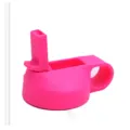 Replacement straw lid for wide mouth water bottle with fold-down spout and handle loop - Rose Red