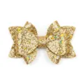 Gold glitter leather bow DIY accessory for hair, cups, bags and daily fashion crafts. - H Style Bowknot Decoration / Gold