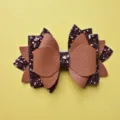 Brown faux leather glitter bow DIY accessory for hair bands or cups. Perfect fashion item. - C Style Bowknot Decoration / Brown
