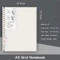 A5 Grid Loose-Leaf Notebook with PP Pull-Clamp Soft Cover Refillable Stationery Memo Pad - Grid Style / A5