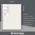 B5 grid loose-leaf notebook with refillable grid pages, soft PP cover and durable ring binder. - Grid Style / B5
