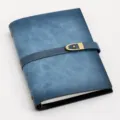 A5 vintage genuine leather loose leaf notebook, Prussian blue leather journal with metal buckle. - Prussian Blue