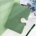 Green PU leather notebook with white magnetic clasp, minimalist daily journal for office and school. - Honeycomb Pattern Green with White Buckle
