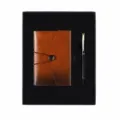 A7 loose-leaf leather notebook gift set with pen, vintage brown journal planner box. - Loose-Leaf Gift Box Set / A7 / Brown