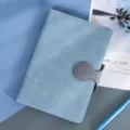 Light blue notebook with grey magnetic closure, minimalist diary for office or school. - Honeycomb Pattern Blue Notebook with Gray Buckle