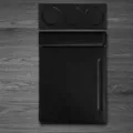 Black leather A4 conference folder with 3-circle cup holder business contract writing pad. - Conference Folder B Set (Vertical with Pen Slot) / Black
