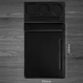 Black A4 leather conference folder and desk organizer tray set, professional business supply. - Conference Folder C01 Set (Vertical with Pen Slot) / Black