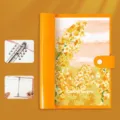 A5 retro loose-leaf notebook with floral cover, metal binder rings, and lined pages. - Rapeseed Flower Oil Painting / A5 Lined Loose-Leaf