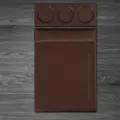 Brown leather A4 conference folder with 3-circle coaster business document organizer file holder. - Conference Folder B Set (Vertical with Pen Slot) / Brown