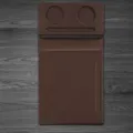 Brown A4 leather conference folder with two pen slots and cup holder for business office use. - Conference Folder A01 Set (Vertical with Pen Slot) / Brown