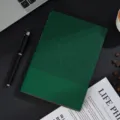 Vintage hardcover business notebook with classic meander pattern, ideal for daily journaling. - Dark Green
