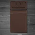 Brown A4 leather conference folder with pen slot and cup holder tray for business use. - Conference Folder C01 Set (Vertical with Pen Slot) / Brown