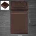 PU leather A4 conference folder set with desk organizer tray and small storage box in brown. - Conference Folder C01 Set with Candy Box (Vertical with Pen Slot) / Brown