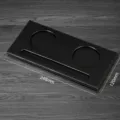 Black leather hotel writing pad with dual cup holders and pen slot for business meeting. - A01 Cup Holder / Black