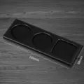Black leather cup holder tray with two round and one square slots for hotel office conference desk. - C Cup Holder / Black