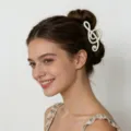 Pinza de pelo nota musical elegante horquilla clave de sol para moño de mujer accesorio - Blanco