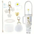 Kit d'accessoires pour tasse Stanley avec lanière de perles, charms et protection silicone. - Blanc
