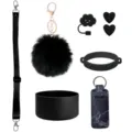Ensemble d'accessoires de gourde noir sangle botte paille pompon porte-clés détails - Ensemble de 8 pièces (gobelet non inclus) / Noir