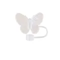 Tappo antipolvere per cannucce con farfalla iridescente per cannucce di vetro da 10 mm - Bianco