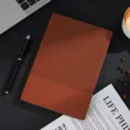 Vintage retro meander pattern hardcover notebook, PU leather business diary for daily writing. - Dark Brown