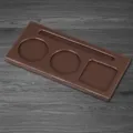 Brown Leather Desk Organizer Tray with Two Round One Square Slots and Pen Holder size 248mm - C01 Cup Holder / Brown