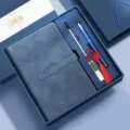 Blue business notebook gift set with metal pen and bookmark, ideal for office and corporate gifts. - Retro Copper Buckle / Blue Square Box (16G USB Flash Drive) / Royal Blue