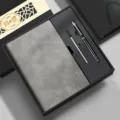 A4 notebook gift set business office diary notepad with metal pen and luxury box packing - Classic / Black Square Box / Gray