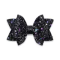 Black glitter leather bow accessory for DIY crafts, trendy hair ties and straw cup charms. - H Style Bowknot Decoration / Black