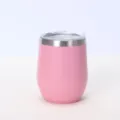 Detalle de vaso térmico rosa de acero inoxidable, taza de huevo con tapa transparente. - 12oz / Rosa Claro