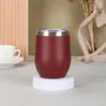 Vaso de vino de acero inoxidable, taza de huevo aislada roja mate con tapa para bebidas diarias. - 12oz / Burdeos