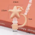 Cute 3D star silicone straw cap for 8-10mm straws, dust-proof reusable drinking tip cover. - 8mm Silicone Orange Star and Moon