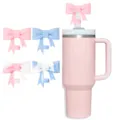 Schleife Strohhalm Abdeckung und Becher Zubehör Set, Silikon Strohhalm Aufsätze. - 4er Set - Packung 2