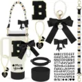 Stanley tumbler accessory set silicone boot daisy strap letter charm bow and stickers - Letter B