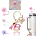 Simpatico copripaglia di fiori di ciliegio e set di accessori per tazza con ciondolo a farfalla - Lettera B
